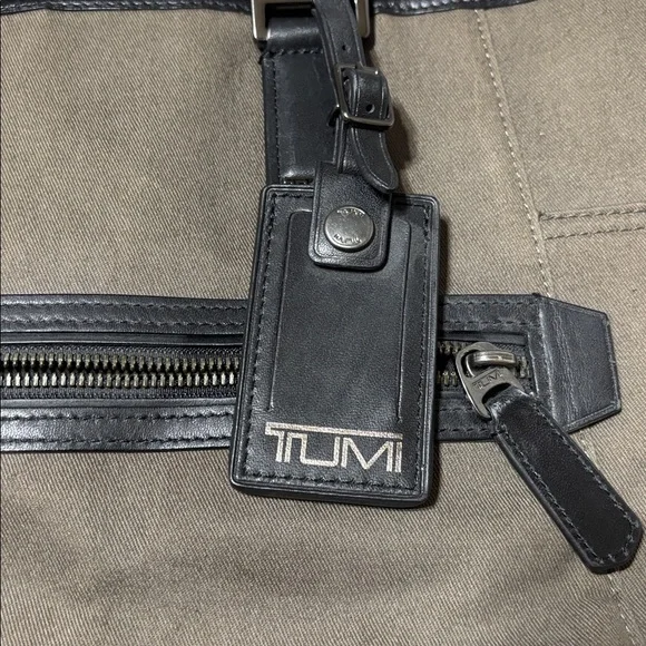 Tumi Beacon Hill Branch slim laptop coated canvas leather trim briefcase.